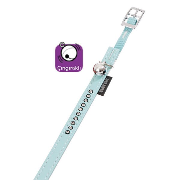 Karlie Deri Taşlı Kedi Boyun Tasması Xsmall Açık Mavi 11 Mm 30 Cm