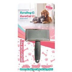 Euro Gold Plastik Saplı Kedi ve Köpek Tarama Fırçası Medium Gri