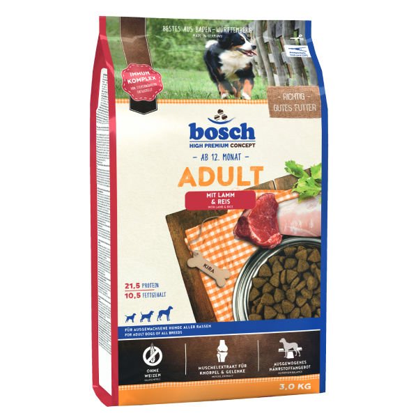 Bosch Adult Tahılsız Kuzu Etli ve Pirinçli Yetişkin Köpek Maması 3 Kg