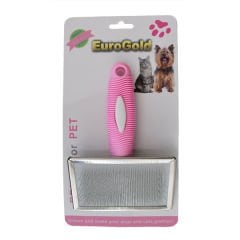 Euro Gold Plastik Saplı Kedi ve Köpek Tarama Fırçası Xlarge Pembe