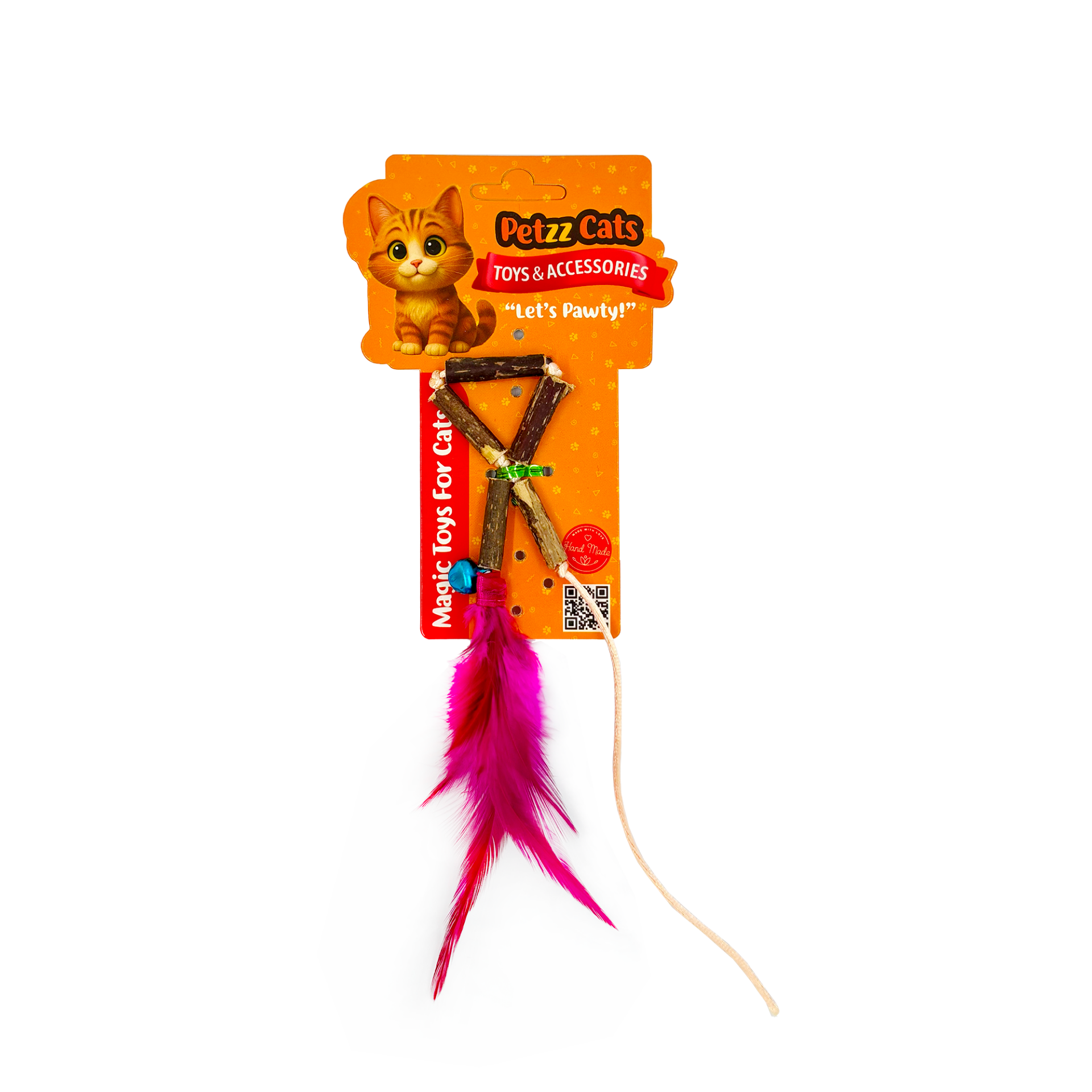 PetzzCats Stick Matatabi ve Çıngırak Sesli Peluş Kedi Oltası Oyuncağı Renkli 27x1 Cm
