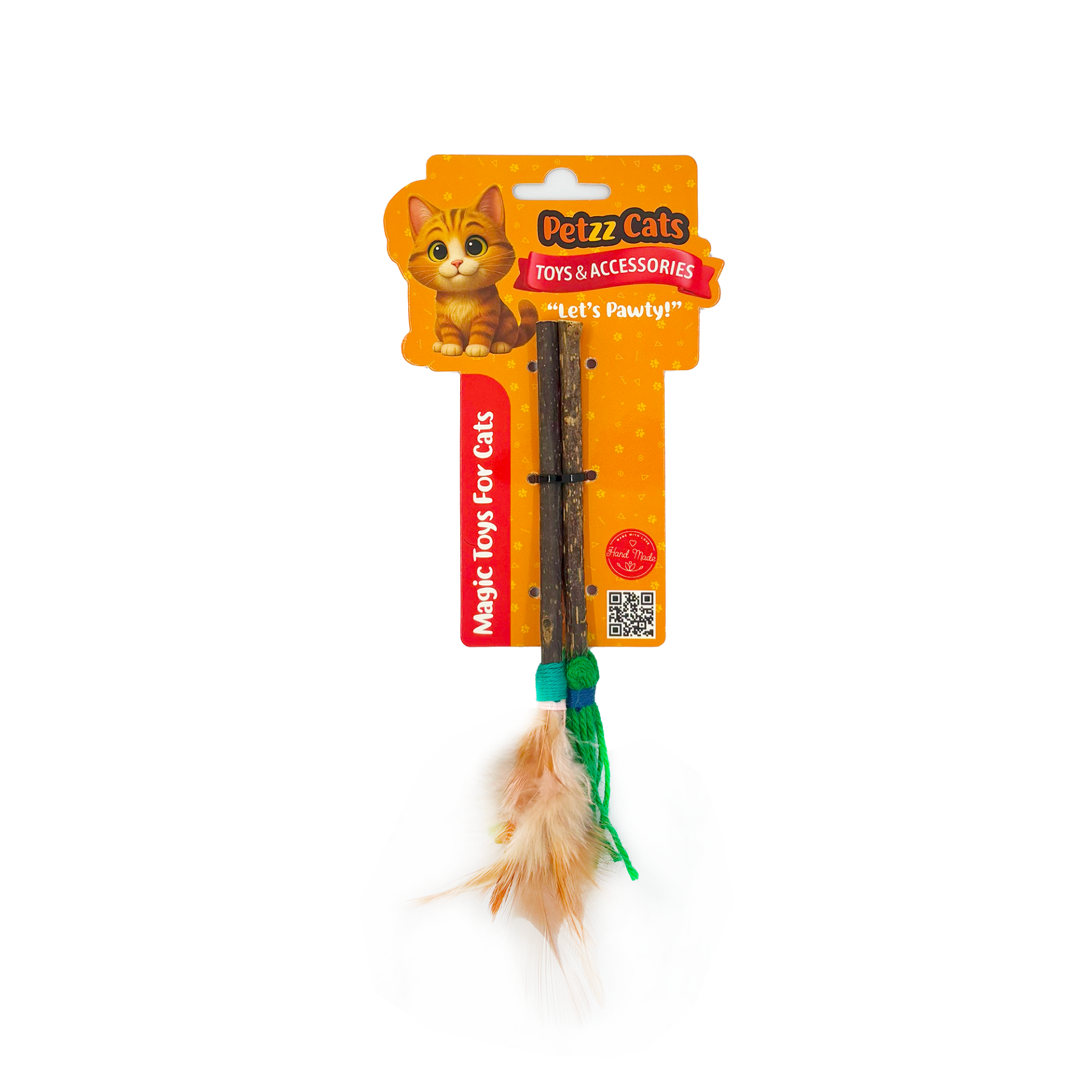 PetzzCats Çubuk&Süpürge Matatabi ve Çıngırak Sesli Peluş Kedi Oyuncağı Renkli 17x0,7-0,9 Cm