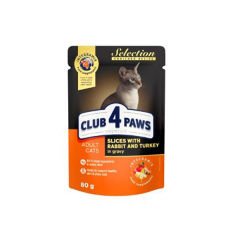 Club4Paws Selection Tavşanlı&Hindili Pouch Kedi Konservesi 80 Gr