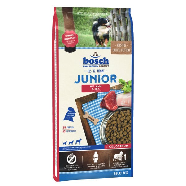 Bosch Junior Tahılsız Kuzu Etli ve Pirinçli Yavru Köpek Maması 15 Kg