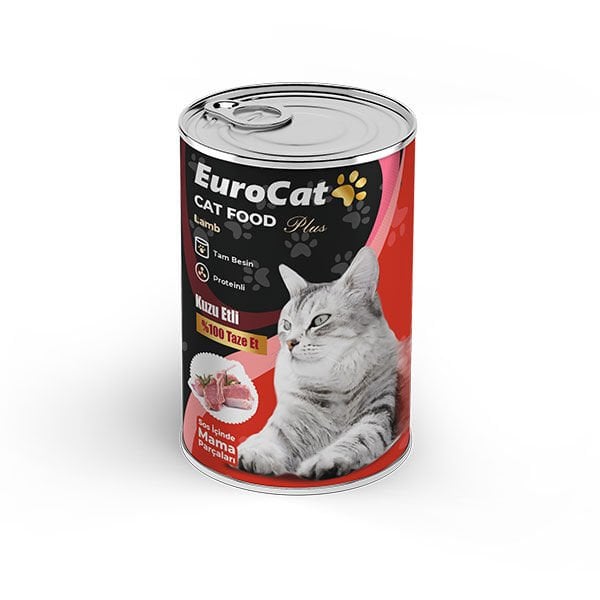 Euro Cat Kuzulu Parça Etli Yetişkin Konserve Kedi Maması 400 Gr
