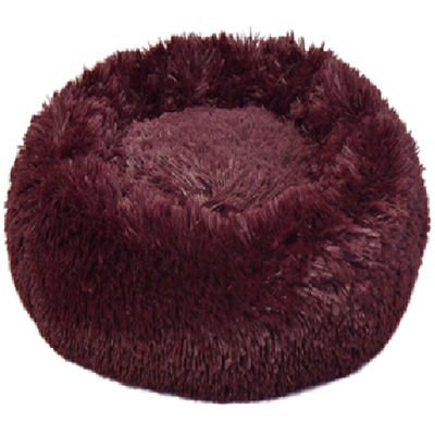Dubex Ponchik Peluş Yuvarlak Yatak Bordo Small 50x9h cm