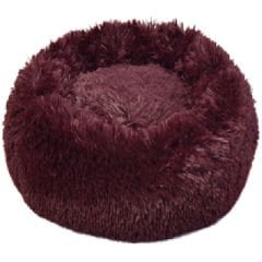 Dubex Ponchik Peluş Yuvarlak Yatak Bordo Small 50x9h cm