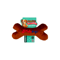 PetzzDogs Bone Sesli Dayanıklı Peluş Köpek Çiğneme Oyuncağı Kahverengi 19x9 Cm
