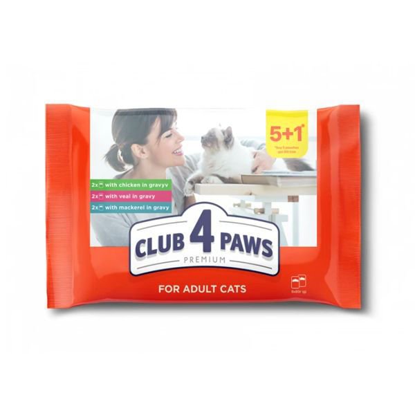 Club4Paws Dana/Tavuk/Uskumru Pouch Konserve Kedi Maması 6 Adet 100 Gr