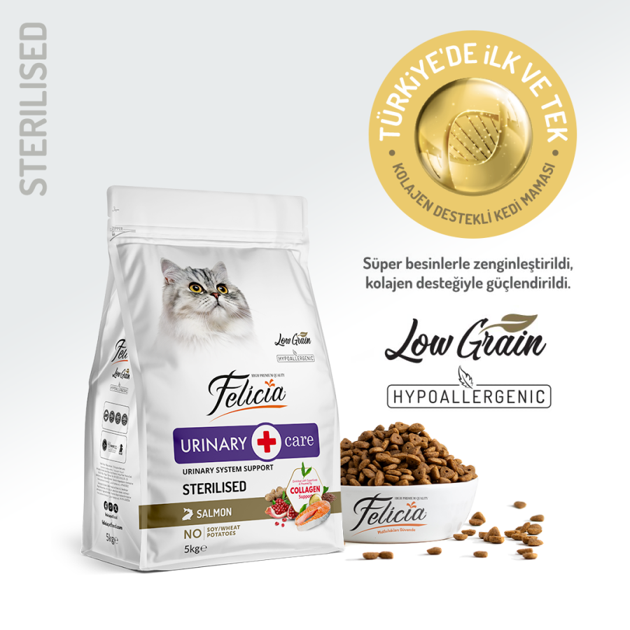 Felicia Düşük Tahıllı Hipoalerjenik Somonlu Kısırlaştırılmış Kedi Maması 5 Kg