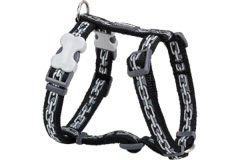 Red Dingo Chain Zincir Desenli Köpek Göğüs Tasması Siyah 25 Mm