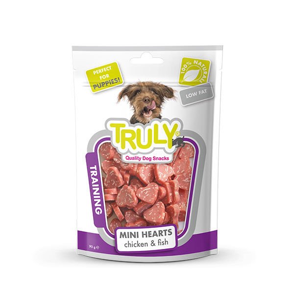 Truly Kalp Şekilli Tavuklu ve Mezgitli Yumuşak Köpek Ödül Maması 90 Gr