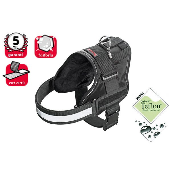 Karlie Teflon Reflektörlü İsimlikli Köpek Göğüs Tasması Medium Siyah 55-68 Cm
