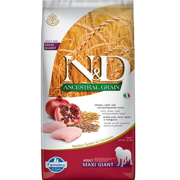 N&D Düşük Tahıllı Tavuk ve Narlı Maxi Giant Yetişkin Köpek Maması 12 Kg