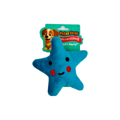PetzzDogs Star One Sesli Dayanıklı Peluş Köpek Çiğneme Oyuncağı Mavi 14x13 Cm