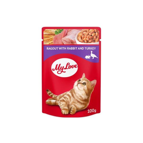 My Love Tavşanlı ve Hindili Yahni Pouch Konserve Kedi Maması 100 Gr