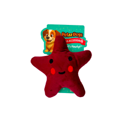 PetzzDogs Star One Sesli Dayanıklı Peluş Köpek Çiğneme Oyuncağı Bordo 14x13 Cm
