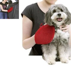Karlie Köpek Tüy Toplayıcı Kadife Eldiven Kırmızı 24x16 Cm