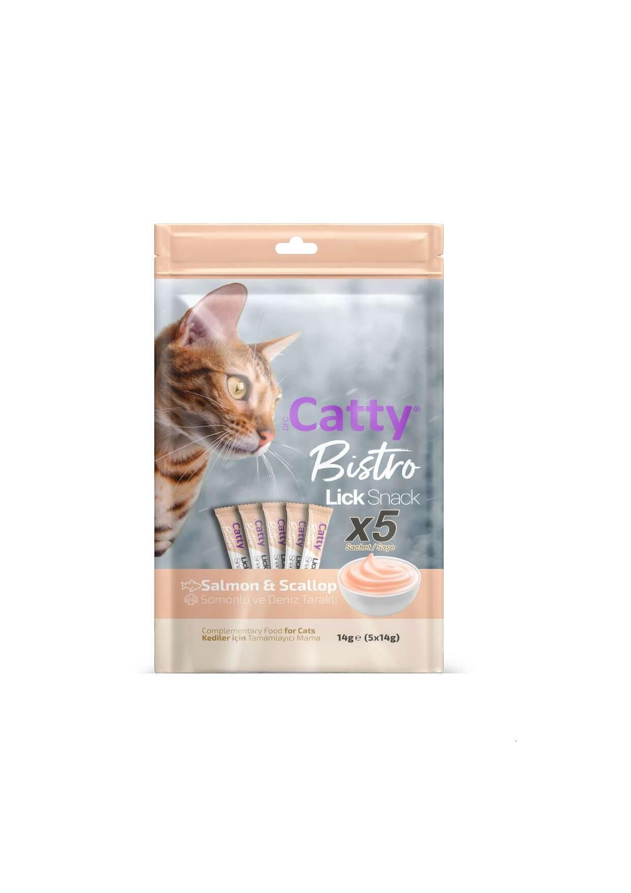 Catty Bistro Somonlu ve Deniz Taraklı Yetişkin Kedi Krema Ödülü 5 x 14 Gr