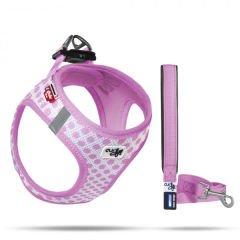 Curli Vest Air-Mesh Köpek Göğüs Tasması Pembe Puantiye Xsmall 35-40 Cm