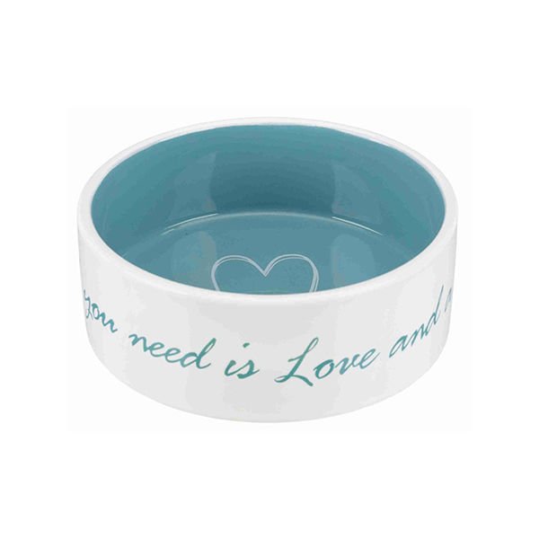 Trixie Love Kedi ve Köpek Seramik Mama Su Kabı Beyaz/Turkuaz 0.80 Lt 16 Cm