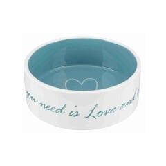 Trixie Love Kedi ve Köpek Seramik Mama Su Kabı Beyaz/Turkuaz 0.80 Lt 16 Cm