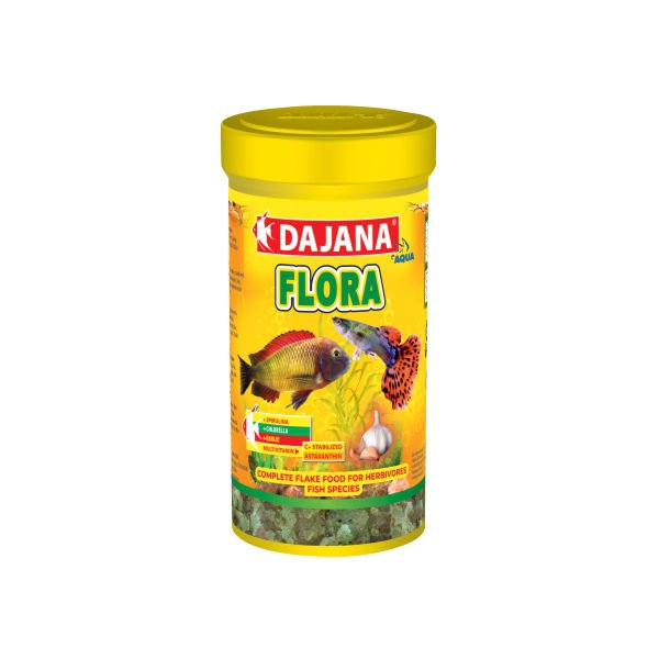 Dajana Flora Garlic Spirulina ve Chlorella Flakes Akvaryum Balık Yemi 250 Ml 50 Gr