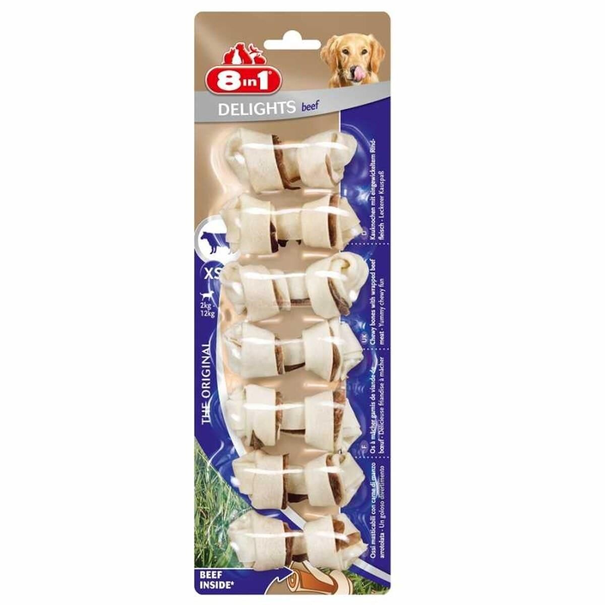 8in1 Delights Bones Biftekli Köpek Ödül Kemiği  XS 7'li 84 gr